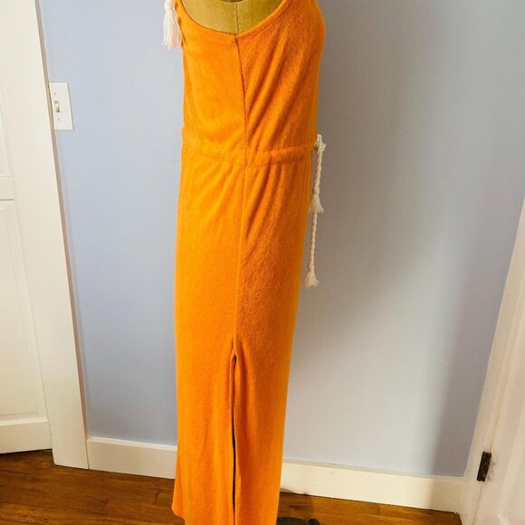 Vintage 1970s Orange Terrycloth Bathing Suit Cover Up Dress Size Small / Medium - Picture 8 of 11